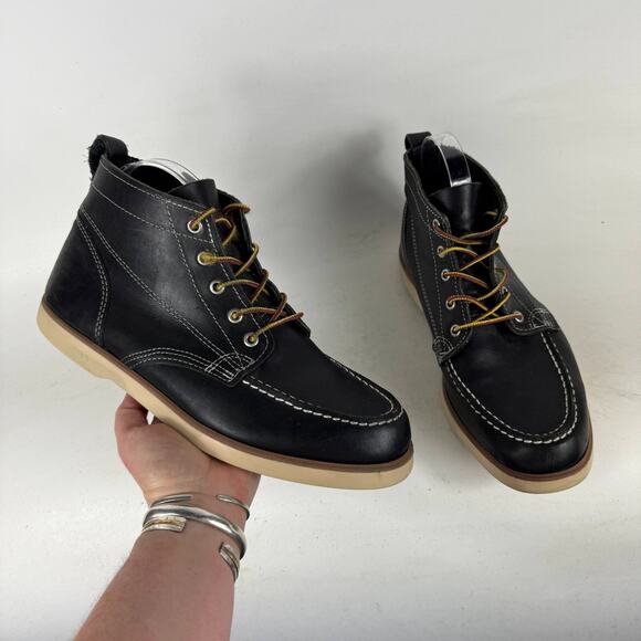 Sebago Docksides Ankle Boot Men's 10.5 Black Leather Lace-Up Classic Outdoor - Picture 1 of 11